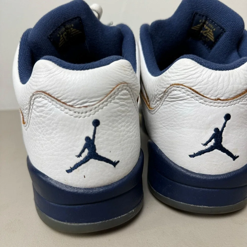 Nike Air Jordan 5 Retro Low Men 8.5 Dunk From‎ Above Shoe Sneaker White Blue